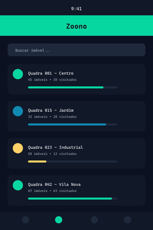 Aplicativo Zoono em um smartphone